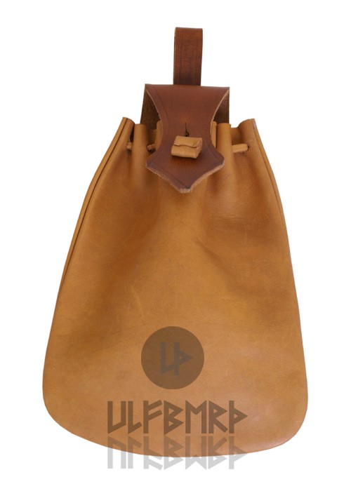 Mittelalterliche Gürteltasche aus Leder in Beutelform
